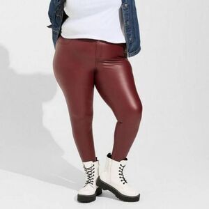 Torrid Plus Size 2X 18-20 Faux Leather Full Length Pocket Leggings, Merlot Red
